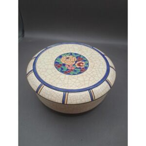 Antique French 1900's LONGWY France Lidded Rose Floral Trinket Box Marked READ